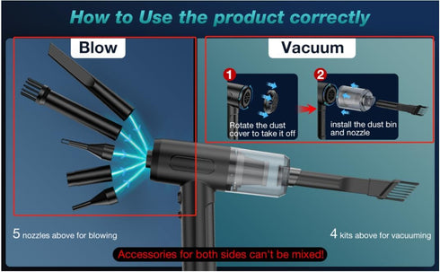 Cordless Handheld Car Vacuum, 12000Pa Strong Suction Mini Vacuum, 3-in-1 Design with LED Light for Multi-Scenario Use