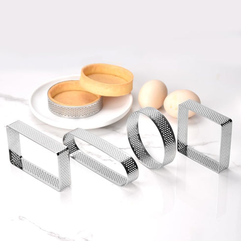 Guowall Stainless Steel Cake Ring, Multi Shaped Pastry Food Ring, Nonstick DIY Baking Tools - 8pcs