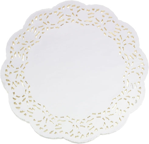 LJY 100 Pieces White Lace Round Paper Doilies Cake Packaging Pads for Wedding Tableware Decoration (13.5 Inch)