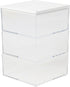 Martha Stewart Brody Plastic Storage Organizer Bins with Engineered Wood Lid for Home Office,-Kitchen, or-Bathroom, 3 Pack Small, 3.75" x 3", Clear/White by Martha Stewart
