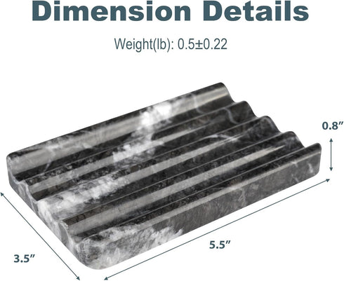 Karibiber Marble Soap Dish, Bar Soap Holder Shower, Black Soaps Bathroom Saver with Water Ripple Design, Easy Cleaning