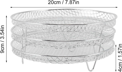 Fdit 3Pcs Air Fryer Racks, 3 Layer Stackable Dehydrator Racks Food Grade Stainless Steel Fruit Meat Dehydration Air Fryer Rack Air Fryer Accessories by Fdit
