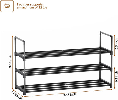 Saincustom 3-Tier Closet 3 Shoe Rack, Shoe Organizer, Sturdy Shoe Storage Shelf, Perfect for Front Door Entrance