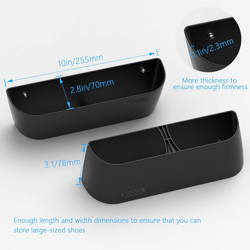 Wall Mounted Shoes Rack 2 Pack with Sticky Hanging Strips, Plastic Storage Organizer, Door Shoe Hangers (SM03-Black-2).
