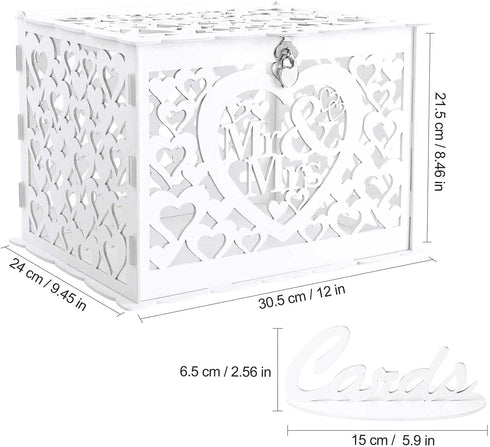 Ywlake Large Rustic Wedding Money Box Holder with Lock Slot for Reception, Anniversary, Graduation, Birthday Parties