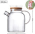 Glass Teapot with Strainer, Stovetop & Microwave Safe Borosilicate Glass Kettle, 60.8oz/1800ml, Wooden Lid