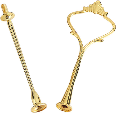 Cake Cupcake Tray Stand Handle, 2-Tiers Crown-Gold Fruit Plate Hardware Fitting Holder