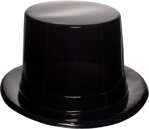 Windy City Novelties 12 Pack Black Plastic Top Hats