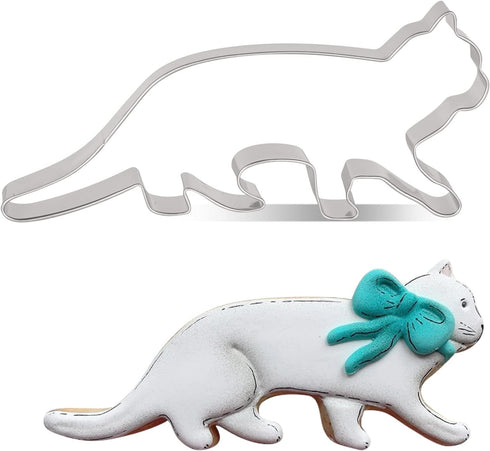 LILIAO Walking Cat Cookie Cutter for Kids - 5.4 x 2.4 Inches Stainless Steel