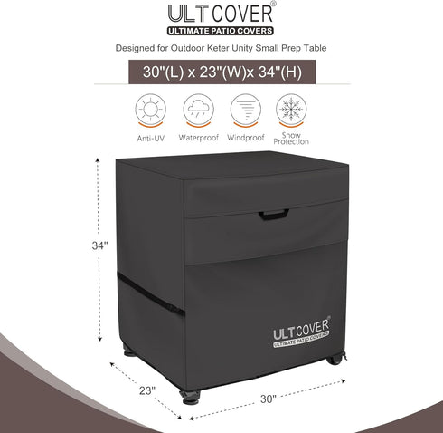 30 Inch 30L 23W 34H inch, ULTCOVER Waterproof Prep Table Cover for Keter Unity Small Portable Table, Outdoor Storage