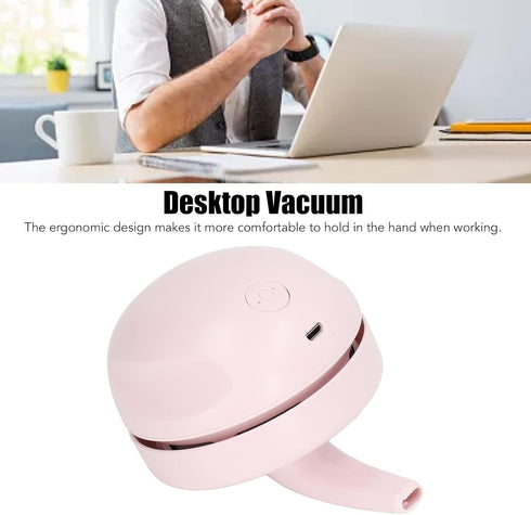 HEEPDD Mini Vacuum, Desktop Vacuum Pink Portable Handheld USB Charging for Office Home School Classroom