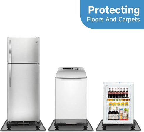Grey Mini Fridge Silicone Mat with Raised Edges, 24''x24''x0.5'', Prevents Water Leakage from Electrical Equipment