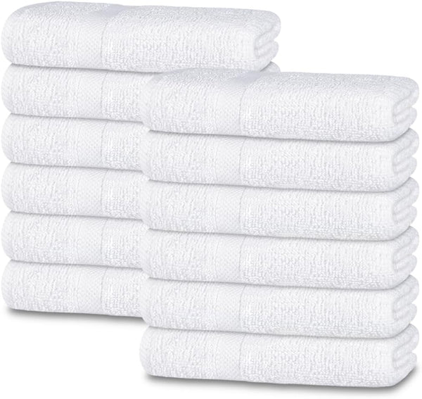 White Classic 12-Pack Cotton Face Towels, 100% Ring Spun Cotton, Ultra Soft