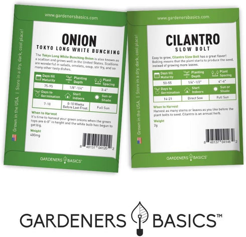 Packets, 5 Gardeners Basics, Heirloom Salsa Growing Seed Roma VF Tomato, Jalapeno, Cilantro, Anaheim and Onion Seeds