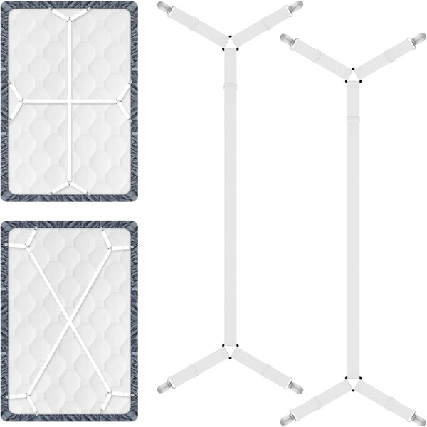 2 Pcs Bed Sheet Straps, Elastic Adjustable Holder Straps with Metal Clips for Mattress Cover and Sofa Cushion
