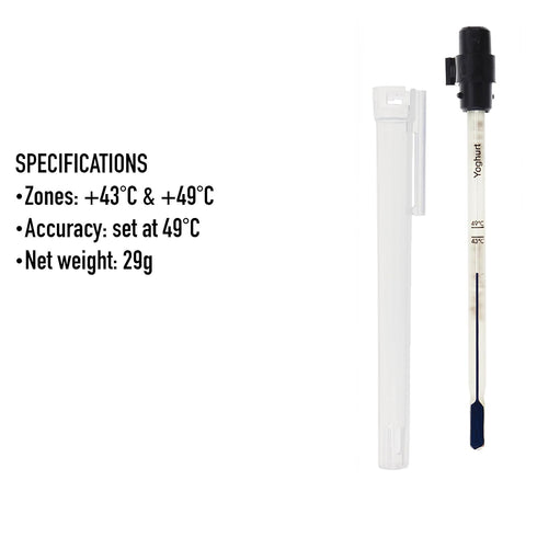 6 Inch Recommended Yogurt Thermometer - Includes Protective Case with Zones