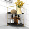 Kitchen Spice Rack Standing Shelf, 2-Tier Corner Storage Shelf, Bathroom Countertop Organizer, Gold & Black