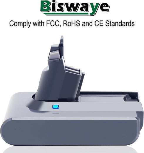 Biswaye 21.6V 4.5 Ah V6 Battery Compatible with Dyson V6 DC62 DC59 DC58 SV03 SV04 SV06 SV09 Slim Animal Absolute