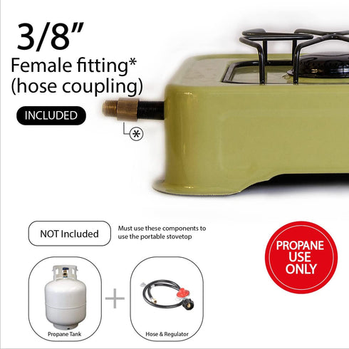 ABBA 12" Single Burner Propane Camping Stove, Portable with Enamel Burner, Easy to Clean (Green)