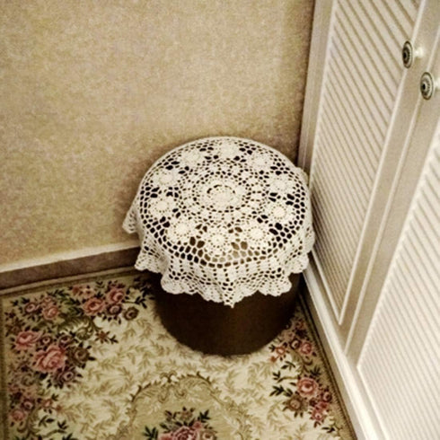Damanni Beige Cotton Handmade Crochet Lace Tablecloth Doilies, Round, 23 Inch, 2PC
