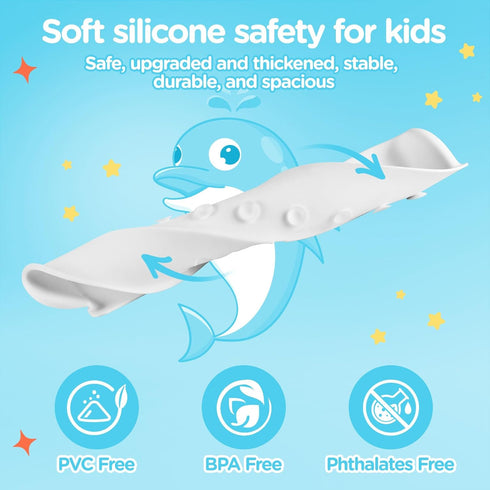 Nelebe Rhh 3FT Dolphin Pattern Bathtub Splash Guard Play Shelf for the Wide &Straight Bathtub Edge Toy Tray Caddy