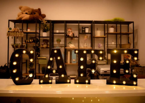 Foaky Black Light Up Letters, Black and Gold Party Decorations, Night Light Wedding Birthday Party Home Bar Decor