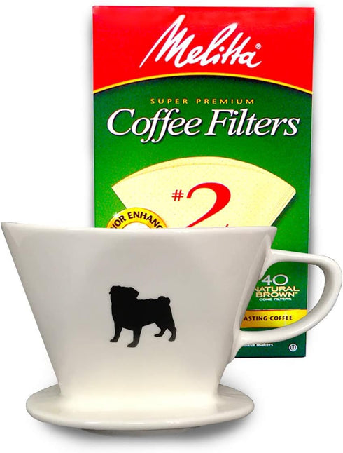 Coffee Pour Over Single Cup Ceramic Brewer Coffee Maker (Pug)