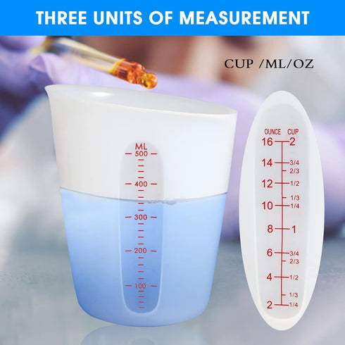Silicone Measuring Cups (2 Cup + 1 Cup) for Epoxy Resin, Butter, Chocolate, 500/250 ML by ZUYEE