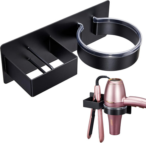 Wall Mounted Hair Dryer Holder, Adhesive Hair Straightener Organizer, Stainless Steel Storage for Curling Iron in