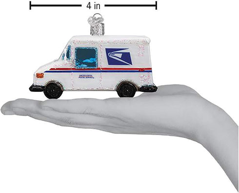 Old World Christmas Ornaments, USPS Mail Truck Glass Blown Ornaments for Christmas Tree