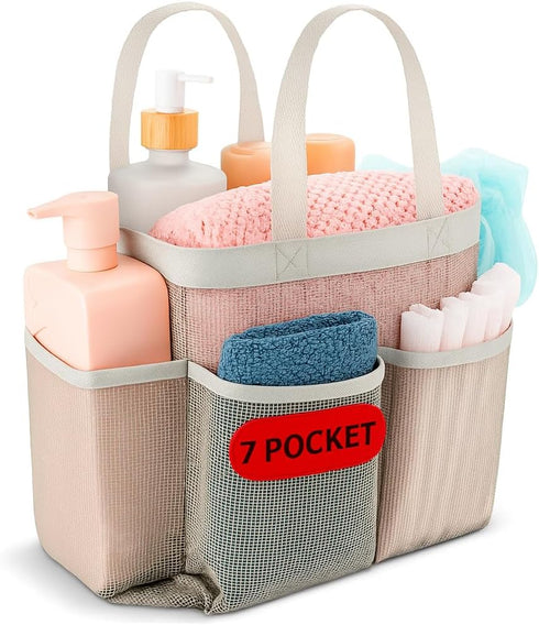 Handy Laundry Mesh Shower Caddy Bag, Portable Bathroom Organizer for Travel, Gym, and Dorm Use, Grey