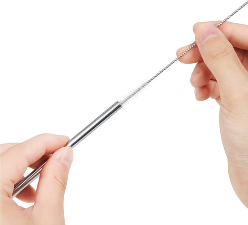 25 Piece Set of 8.5 Inch Long Stainless Steel Drinking Straws, Reusable Metal Straws for 20 OZ (20 Bent|5 Brushes)