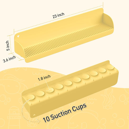24 Inch 10 Bathtub Splash Guard with Suction Cups, Silicone Tub Water Splash Guard for Bathtub, Bath Toy Tray Holder