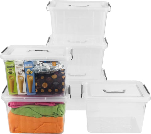 Bringer 6-Pack Clear Plastic Latching Storage Box - 10 L Plastic Box