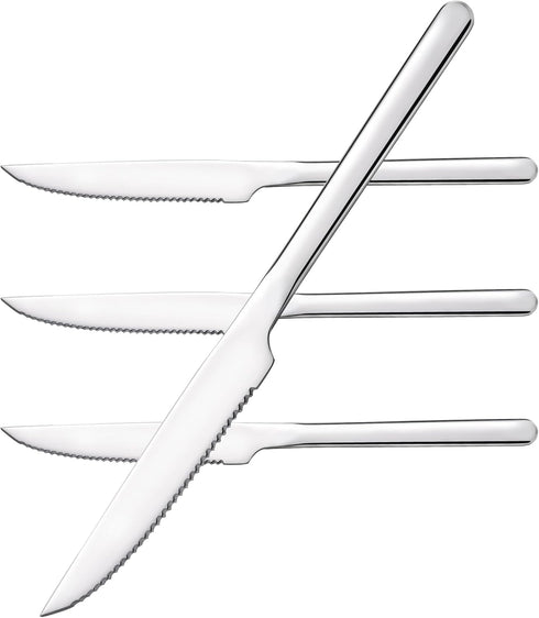KINGSTONE Sharp Steak Knives - German Stainless Steel Set of 4 with Full-Serrated Blades