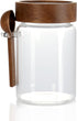 MOLADRI 15 oz/450 ml Glass Storage Canister with Airtight Wooden Lid, Clear Small
