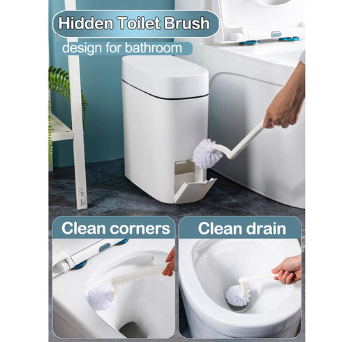 14 3.7 Set Bathroom Trash Can with Lid, Liter/ Gallon Bathroom Trash Can and Toilet Brush for Restroom, Bedroom, Living