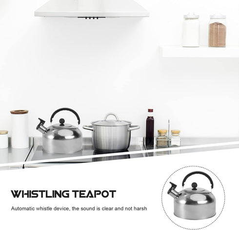 Amosfun 2L Whistling Tea Kettle, 7.8 Inch Stainless Steel Stove Top Teapot with Ergonomic Handle, Milk Warmer