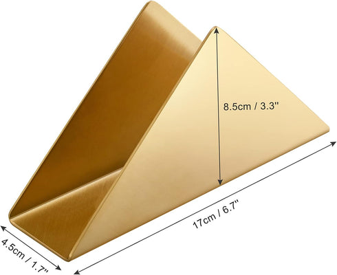Gold Stainless Steel Napkin Holder, Modern Triangle Cocktail Napkin Dispenser Organizer for Kitchen Countertops and