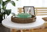11 inch Round Rattan Tray with Cut-Out Handles, Woven Serving Tray for Dining/Coffee Table