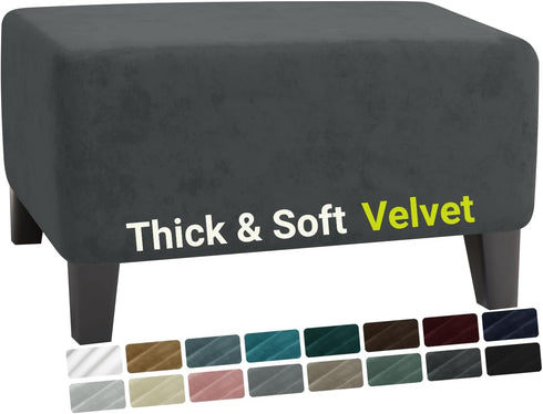 MAXIJIN Velvet Ottoman Slipcover Oversized Stretch Square Rectangle Footstool Slipcover Folding Storage
