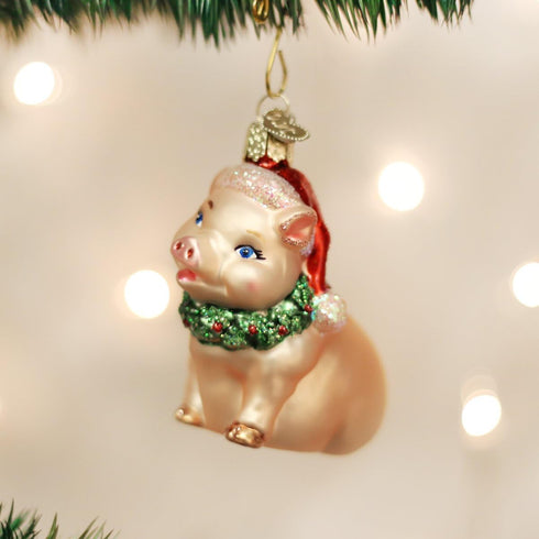 Old World Christmas Glass Blown Ornaments, Holly Pig for Christmas Tree