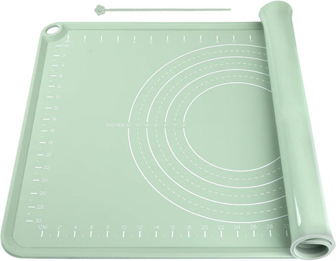 Silicone Pastry Mat, Non Slip Dough Mat with Measurements and Raised Edges,