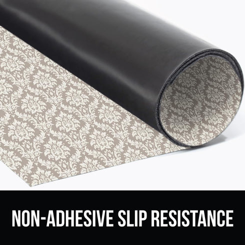 GORILLA GRIP LeakGuard Non-Adhesive Under Sink Mat, 24x40, Waterproof Quick Dry Shelf Liner, Damask Taupe Cream