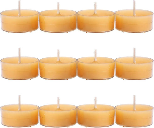 12pcs Natural Beeswax Tealight Candles, Handmade Decorative Unscented Tea Lights for Birthday Party, Wedding, Spa, Home