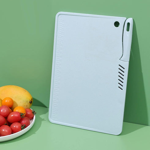 Small Plastic Cutting Board with Knife, Reusable Utility Chopping Board, Portable Fruit Prep with Organizer