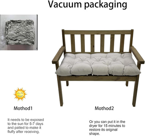 40 Settee Storage,40 20",Khaki Outdoor Bench Cushions in with Ties Waterproof Tufted Thicken Patio Swing Chair Cushion