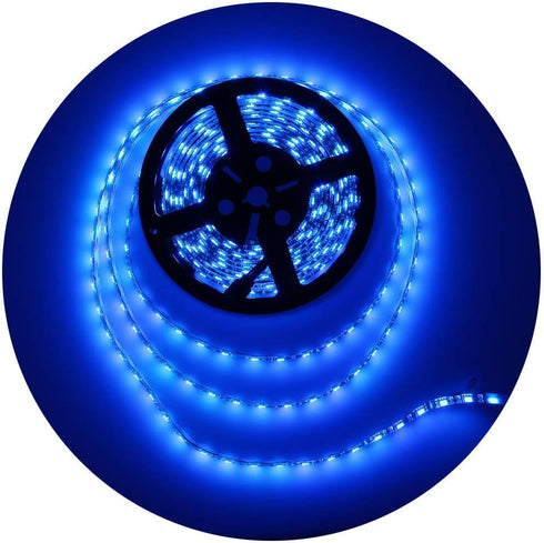 ALITOVE 16.4ft 5050 Blue LED Flexible Strip Ribbon Light Black PCB DC 12V 5M, Waterproof IP65