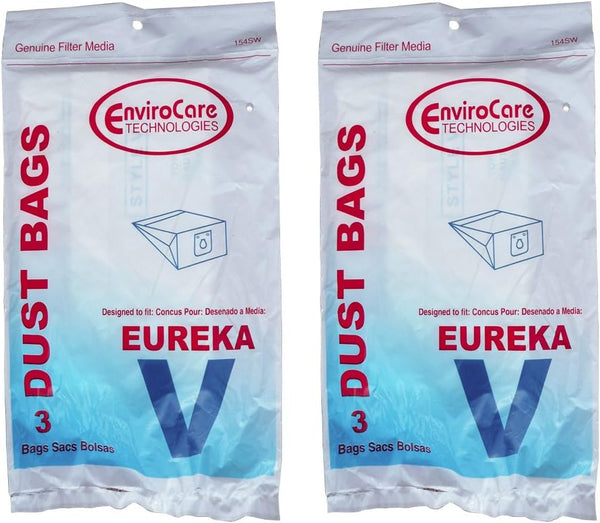 EnviroCare Replacement Vacuum Cleaner Dust Bags, 6 Bags for Eureka Style V, Power Team, Powerline, Canisters, Home