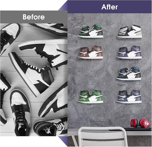 Set 6 -MK1068A J JACKCUBE DESIGN Black Metal Floating Shoe Display Shelves for Wall Mount, of Sneaker Showcase